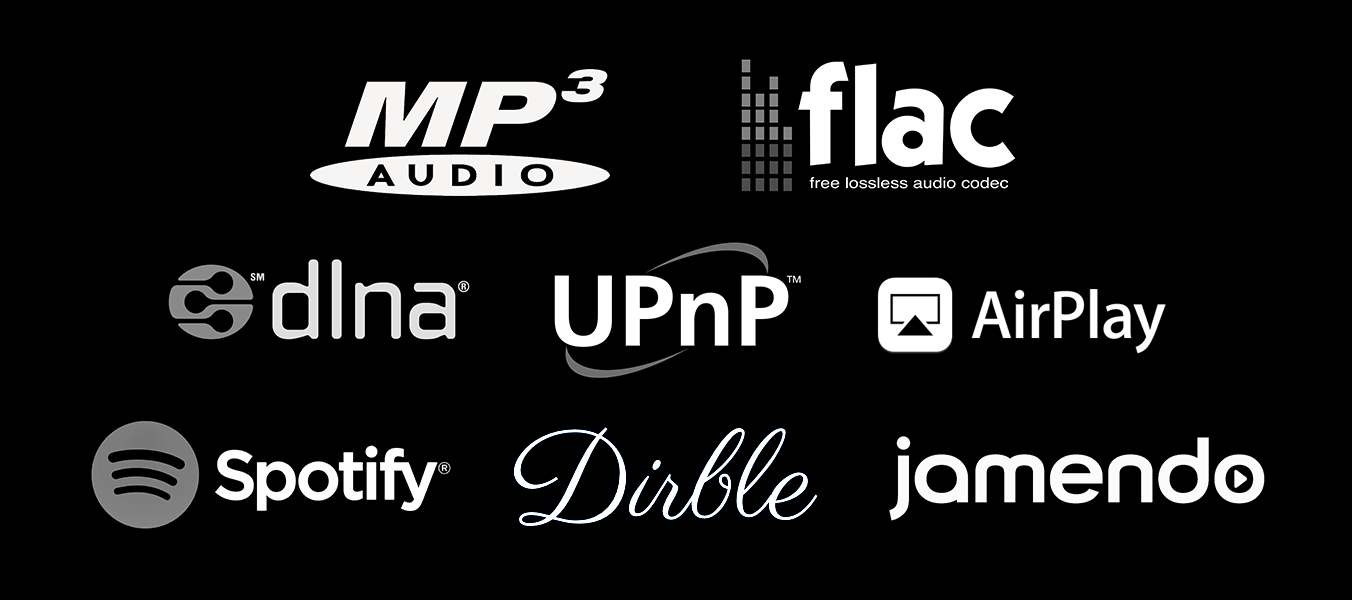 MP3 Flac DLNA UPnP AirPlay Spotify Dirble Jamendo